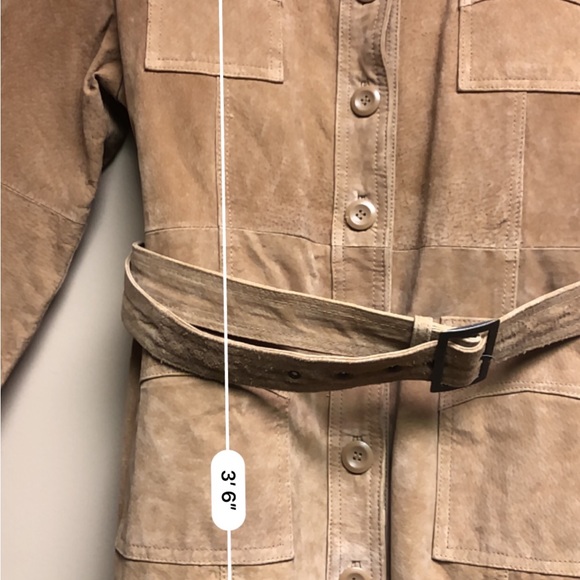 Vintage suede leather trench coat. Brown. XL. Some wear on sleeve.  GUC - Picture 4 of 6